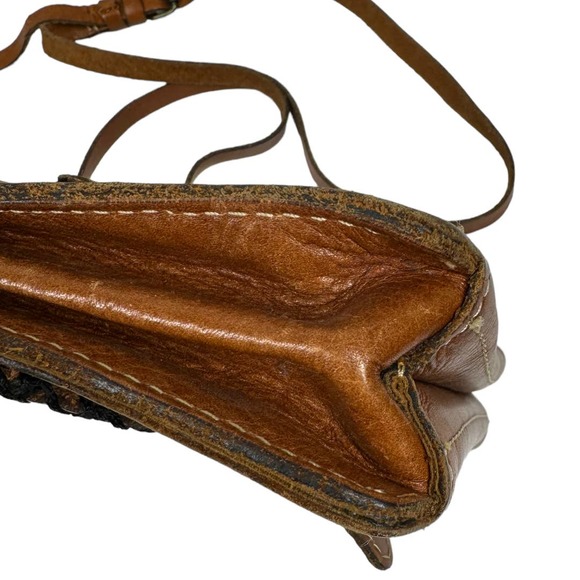 Patricia Nash Torri Tooled Brown Leather Crossbody Bag Boho Retro Floral Small - Picture 6 of 8